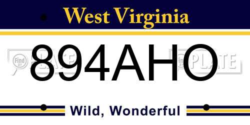 894AHO West Virginia License Plate