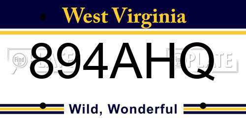 894AHQ West Virginia License Plate