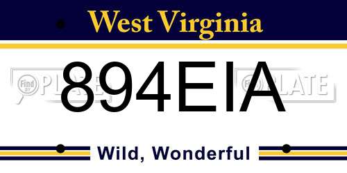 894EIA West Virginia License Plate