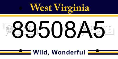 89508A5 West Virginia License Plate