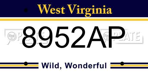 8952AP West Virginia License Plate