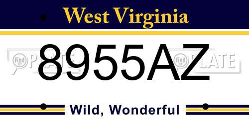 8955AZ West Virginia License Plate