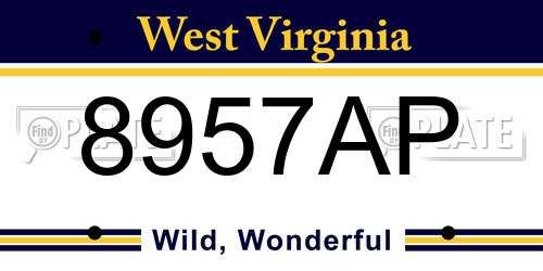 8957AP West Virginia License Plate