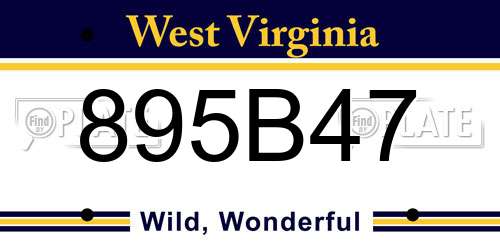 895B47 West Virginia License Plate