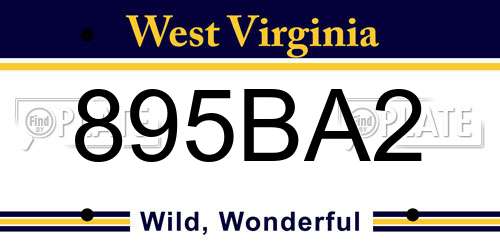 895BA2 West Virginia License Plate