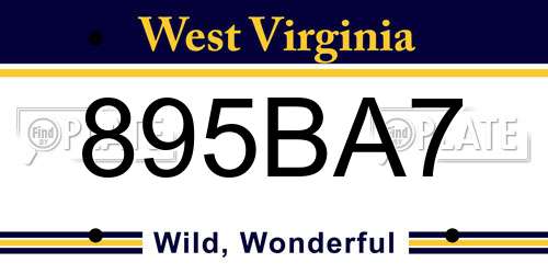 895BA7 West Virginia License Plate