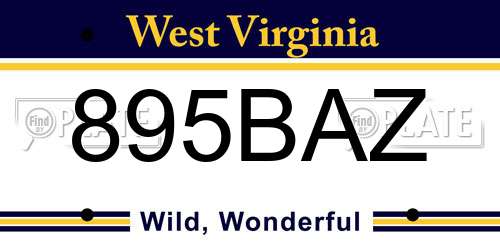 895BAZ West Virginia License Plate