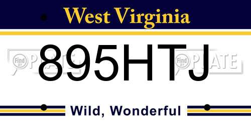 895HTJ West Virginia License Plate