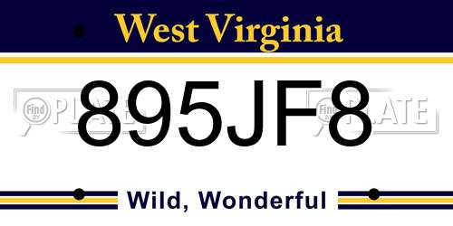 895JF8 West Virginia License Plate