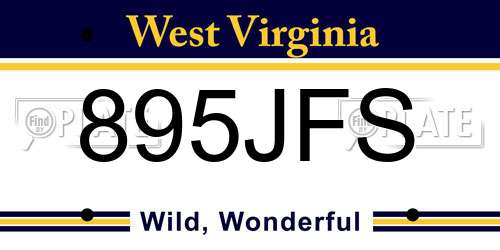 895JFS West Virginia License Plate