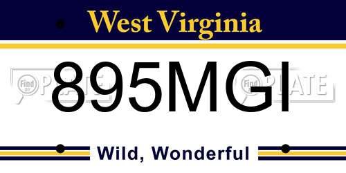 895MGI West Virginia License Plate