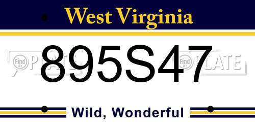 895S47 West Virginia License Plate