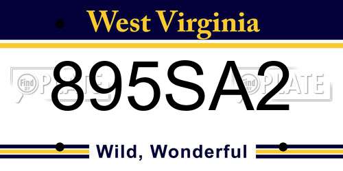 895SA2 West Virginia License Plate