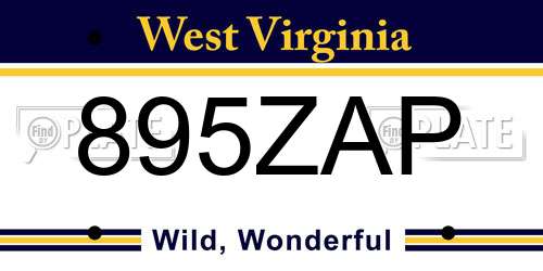 895ZAP West Virginia License Plate