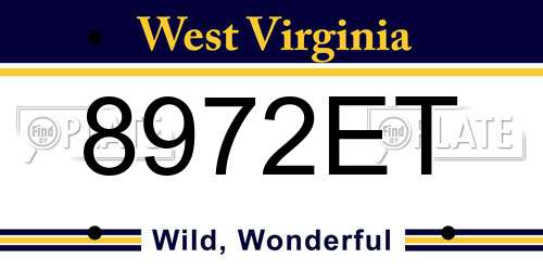 8972ET West Virginia License Plate