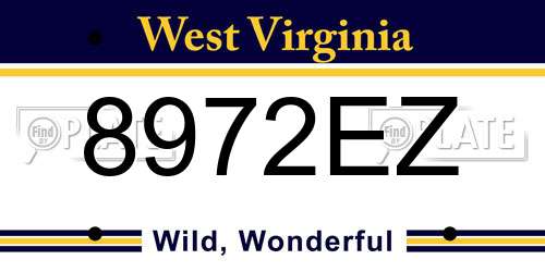 8972EZ West Virginia License Plate