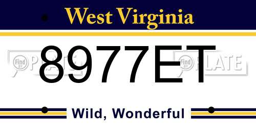 8977ET West Virginia License Plate