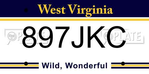 897JKC West Virginia License Plate
