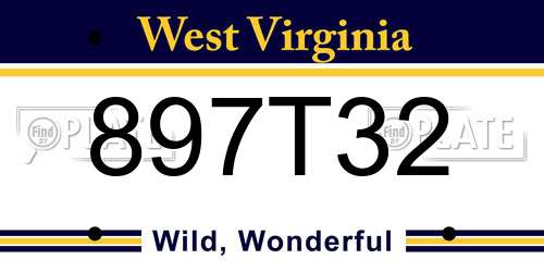 897T32 West Virginia License Plate