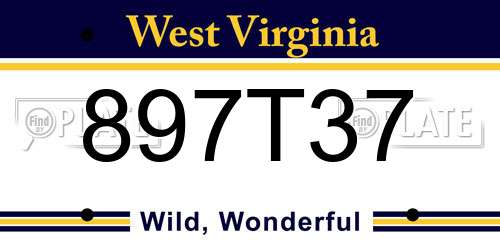 897T37 West Virginia License Plate