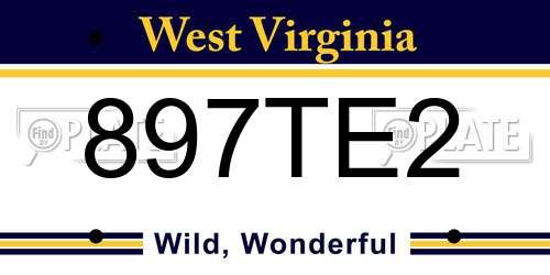 897TE2 West Virginia License Plate