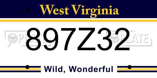 897Z32 West Virginia License Plate