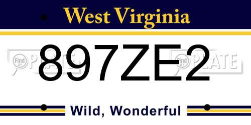 897ZE2 West Virginia License Plate