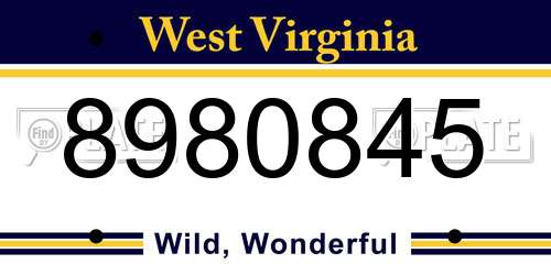 8980845 West Virginia License Plate