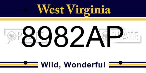 8982AP West Virginia License Plate