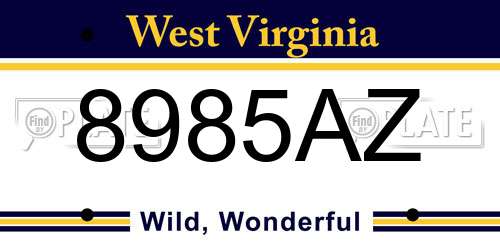 8985AZ West Virginia License Plate
