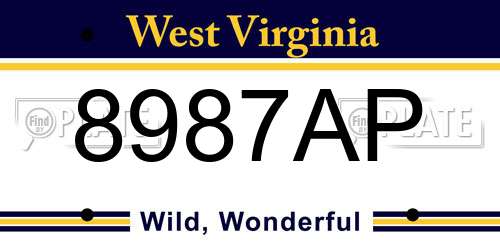 8987AP West Virginia License Plate