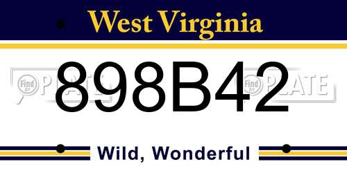 898B42 West Virginia License Plate