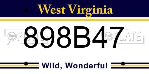 898B47 West Virginia License Plate