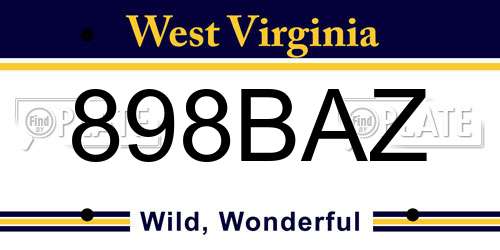 898BAZ West Virginia License Plate