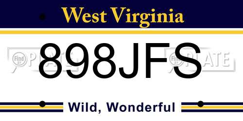 898JFS West Virginia License Plate