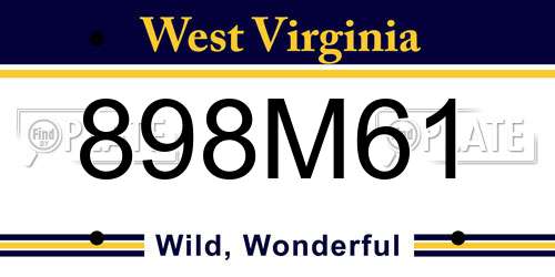 898M61 West Virginia License Plate