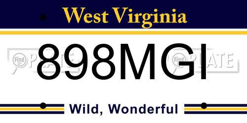 898MGI West Virginia License Plate