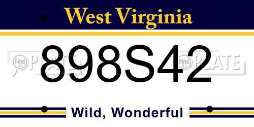 898S42 West Virginia License Plate