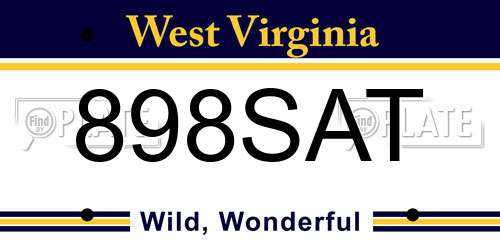 898SAT West Virginia License Plate