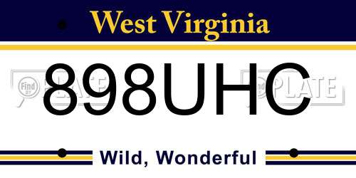 898UHC West Virginia License Plate