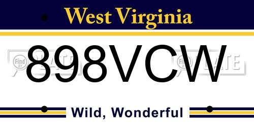 898VCW West Virginia License Plate