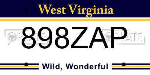898ZAP West Virginia License Plate
