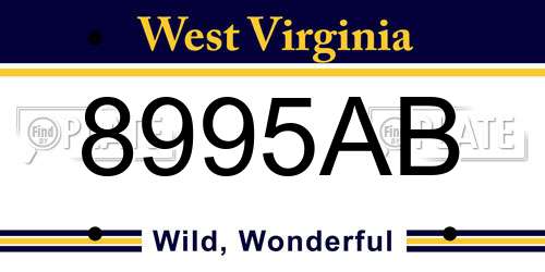 8995AB West Virginia License Plate