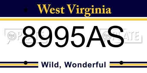 8995AS West Virginia License Plate