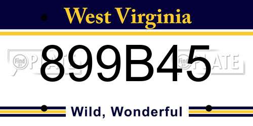 899B45 West Virginia License Plate