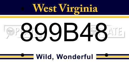 899B48 West Virginia License Plate