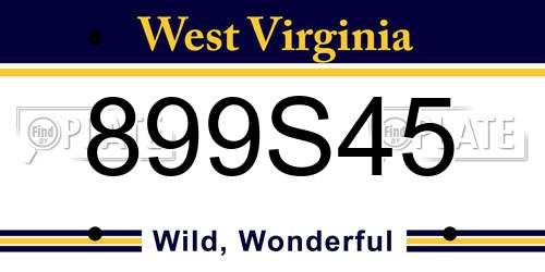 899S45 West Virginia License Plate