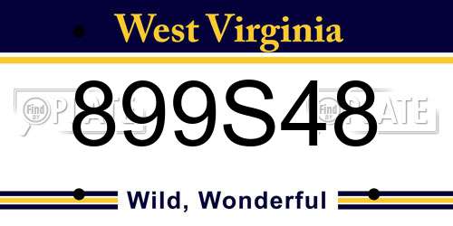 899S48 West Virginia License Plate