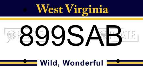 899SAB West Virginia License Plate