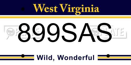 899SAS West Virginia License Plate